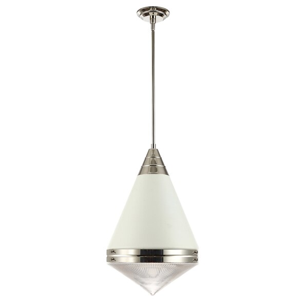 Maxim Lighting Hargreaves 1-Light Pendant, White/Polished Nickel 10396PRWTPN - main
